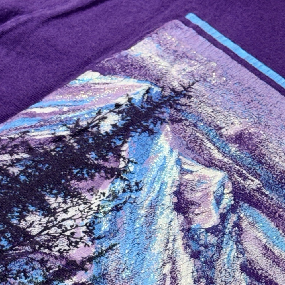 VTG 1992 Glitter Graphic T Shirt L Arkansas River Rafting Colorado Purple USA - Picture 12 of 16